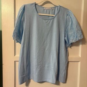 Notations eyelet sleeve top